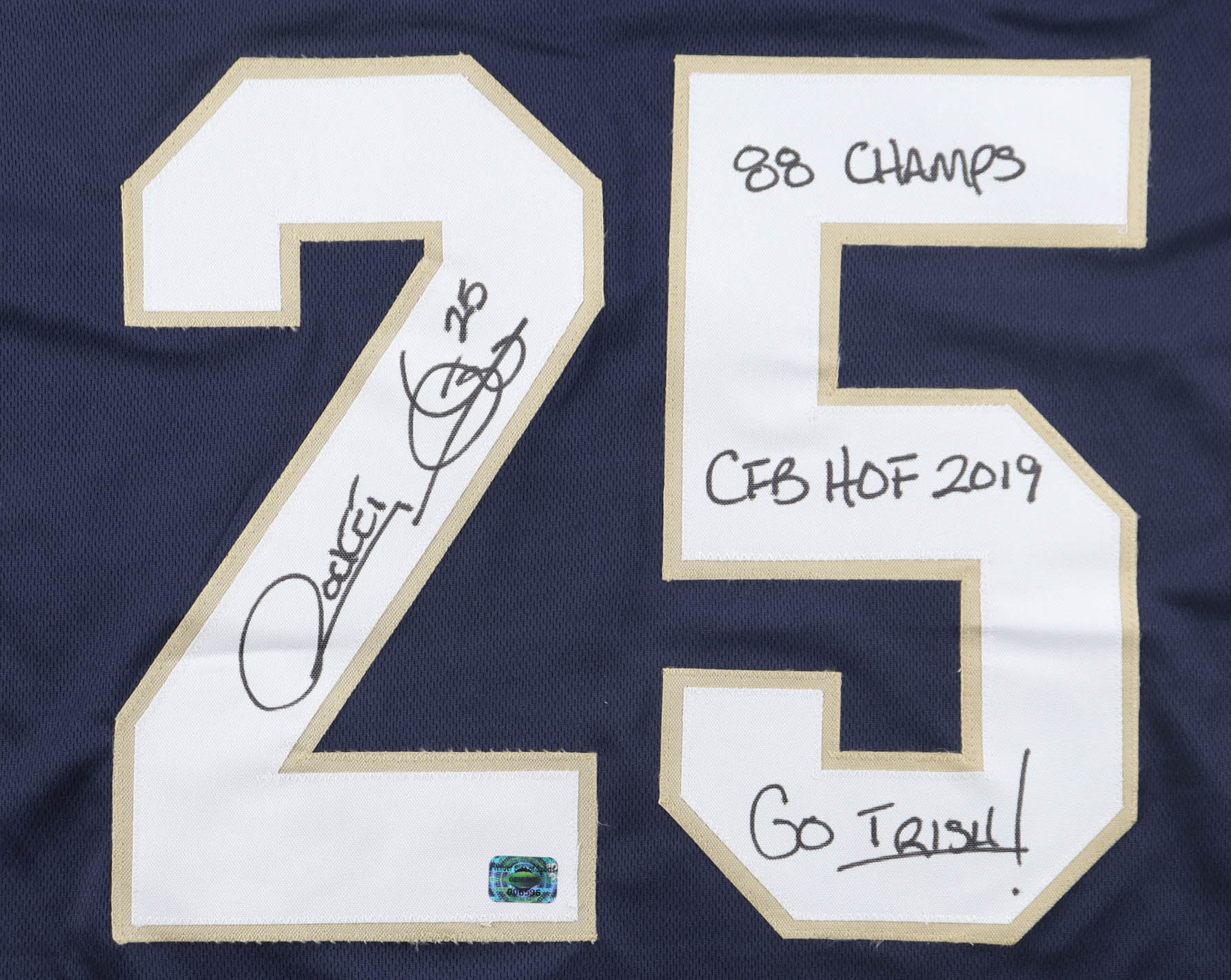 Raghib "Rocket" Ismail Signed Jersey Inscribed "88 Champs", "CFB HOF 2019", & "Go Irish!" (Wilder) at PristineAuction.com Raghib "Rocket" Ismail Signed Jersey Inscribed "88 Champs", "CFB HOF 2019", & "Go Irish!" (Wilder) at PristineAuction.com