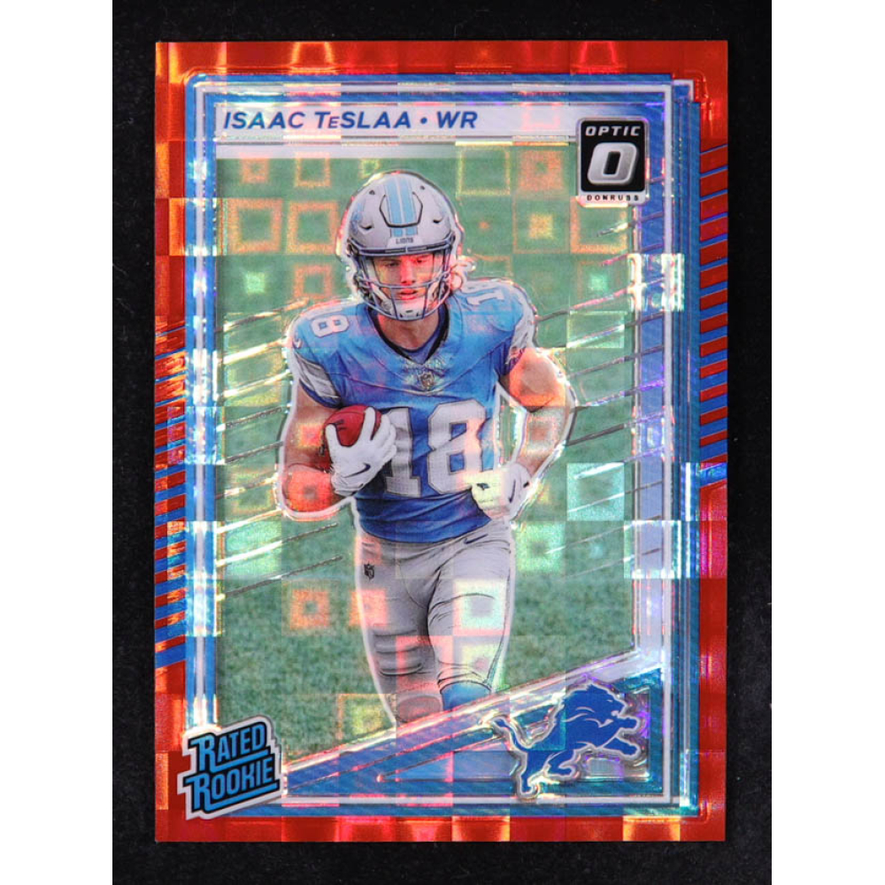 Isaac Tesla Rookie Card Isaac TeSlaa 2025 Donruss Optic Rated Rookies Preview Red Pandora #338 ...