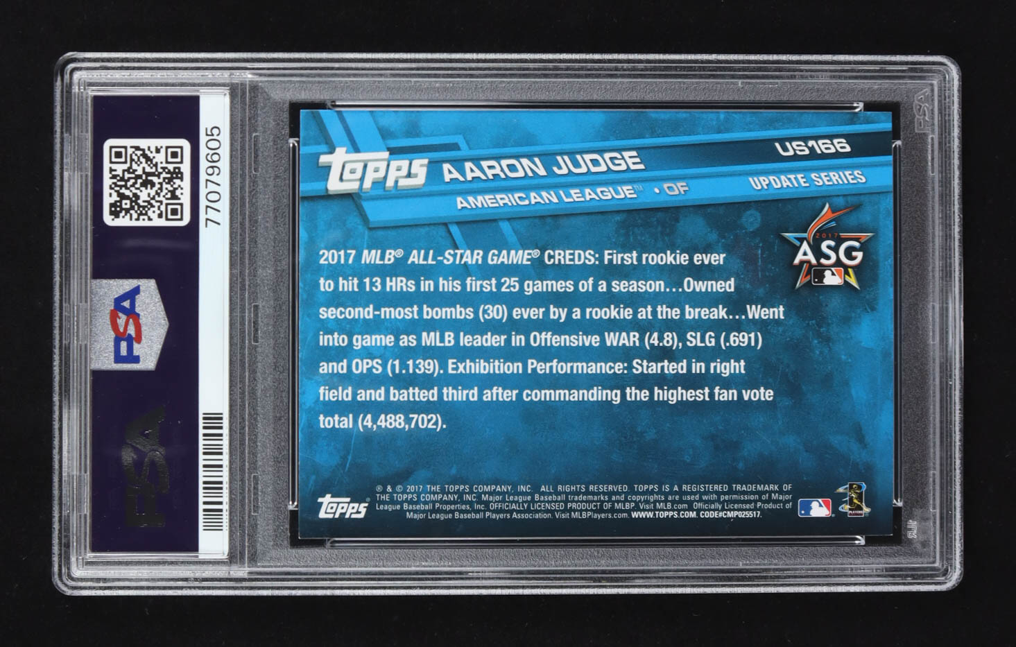 Aaron Judge 2017 Topps Update #US166A AS RC (PSA 9) at PristineAuction.com Aaron Judge 2017 Topps Update #US166A AS RC (PSA 9) at PristineAuction.com