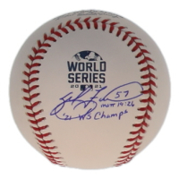 Sal Fasano Signed Official 2021 World Series Logo Baseball Inscribed "21 WS Champs" (Beckett) at PristineAuction.com