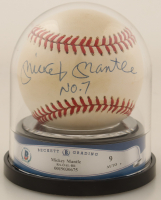 Mickey Mantle Signed OAL Baseball With Beckett Display Case Inscribed "No. 7" (BGS Encapsulated) at PristineAuction.com