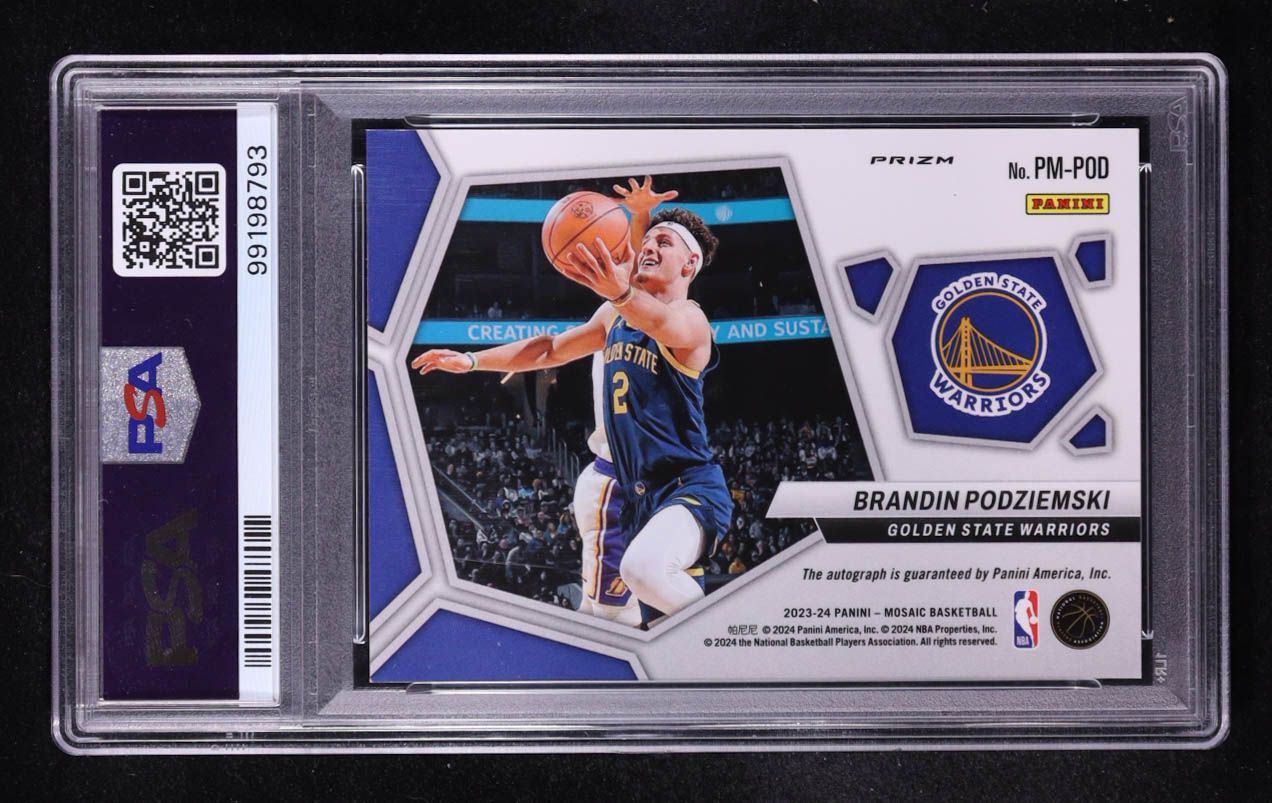 Brandin Podziemski 2023-24 Panini Mosaic Pictographs Mosaic #32 RC (PSA 9) at PristineAuction.com Brandin Podziemski 2023-24 Panini Mosaic Pictographs Mosaic #32 RC (PSA 9) at PristineAuction.com