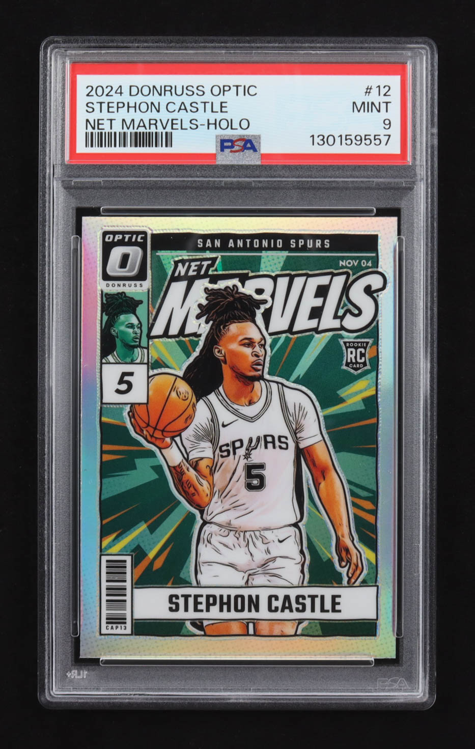 Stephon Castle 2024-25 Donruss Optic Net Marvels Holo #12 RC (PSA 9) at PristineAuction.com Stephon Castle 2024-25 Donruss Optic Net Marvels Holo #12 RC (PSA 9) at PristineAuction.com