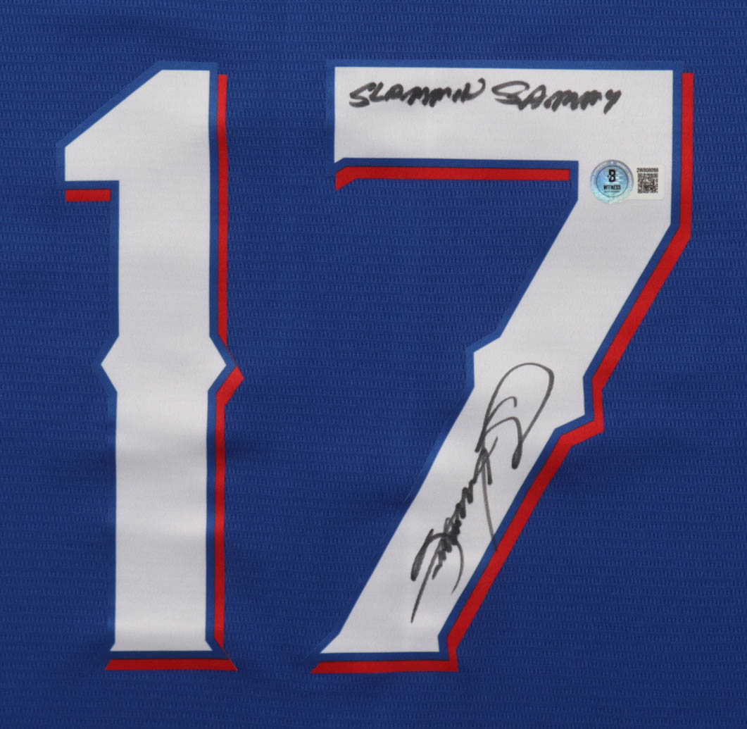 Sammy Sosa Signed Jersey Inscribed "Slammin Sammy" (Beckett) at PristineAuction.com Sammy Sosa Signed Jersey Inscribed "Slammin Sammy" (Beckett) at PristineAuction.com