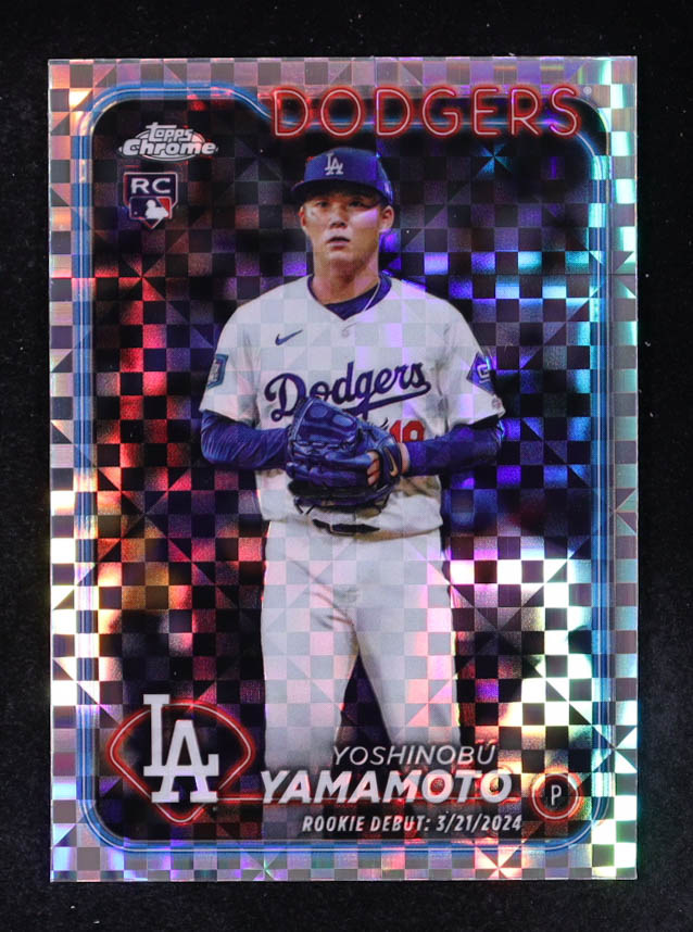 Yoshinobu Yamamoto 2024 Topps Chrome Update X-Fractors #USC108 RC at PristineAuction.com Yoshinobu Yamamoto 2024 Topps Chrome Update X-Fractors #USC108 RC at PristineAuction.com