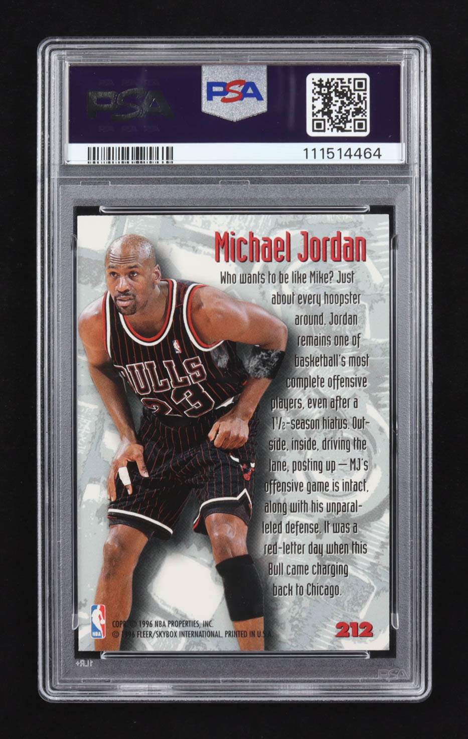 Michael Jordan 1995-96 Metal #212 NB (PSA 9) at PristineAuction.com Michael Jordan 1995-96 Metal #212 NB (PSA 9) at PristineAuction.com