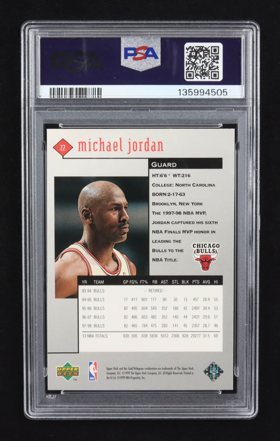 Michael Jordan 1998-99 Black Diamond #22 (PSA 9) at PristineAuction.com Michael Jordan 1998-99 Black Diamond #22 (PSA 9) at PristineAuction.com