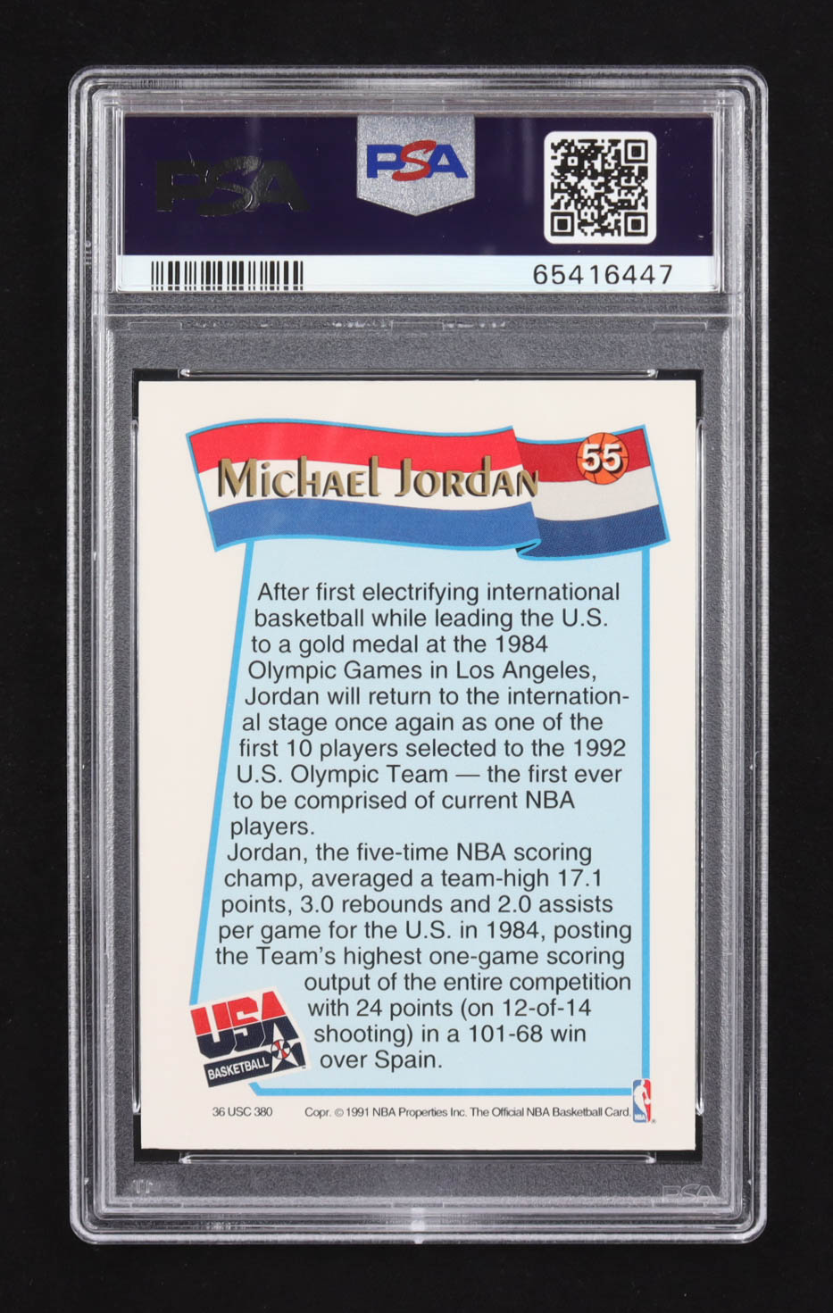 Michael Jordan 1991-92 Hoops McDonald's #55 USA (PSA 9) at PristineAuction.com Michael Jordan 1991-92 Hoops McDonald's #55 USA (PSA 9) at PristineAuction.com