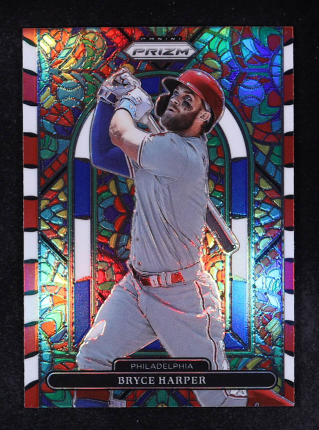 Mike Trout 2022 Panini Prizm Stained Glass Prizms Red White and Blue #4 at PristineAuction.com Mike Trout 2022 Panini Prizm Stained Glass Prizms Red White and Blue #4 at PristineAuction.com