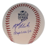 AJ Minter Signed Official 2021 World Series Logo Baseball Inscribed "Night Shift" (Beckett) at PristineAuction.com
