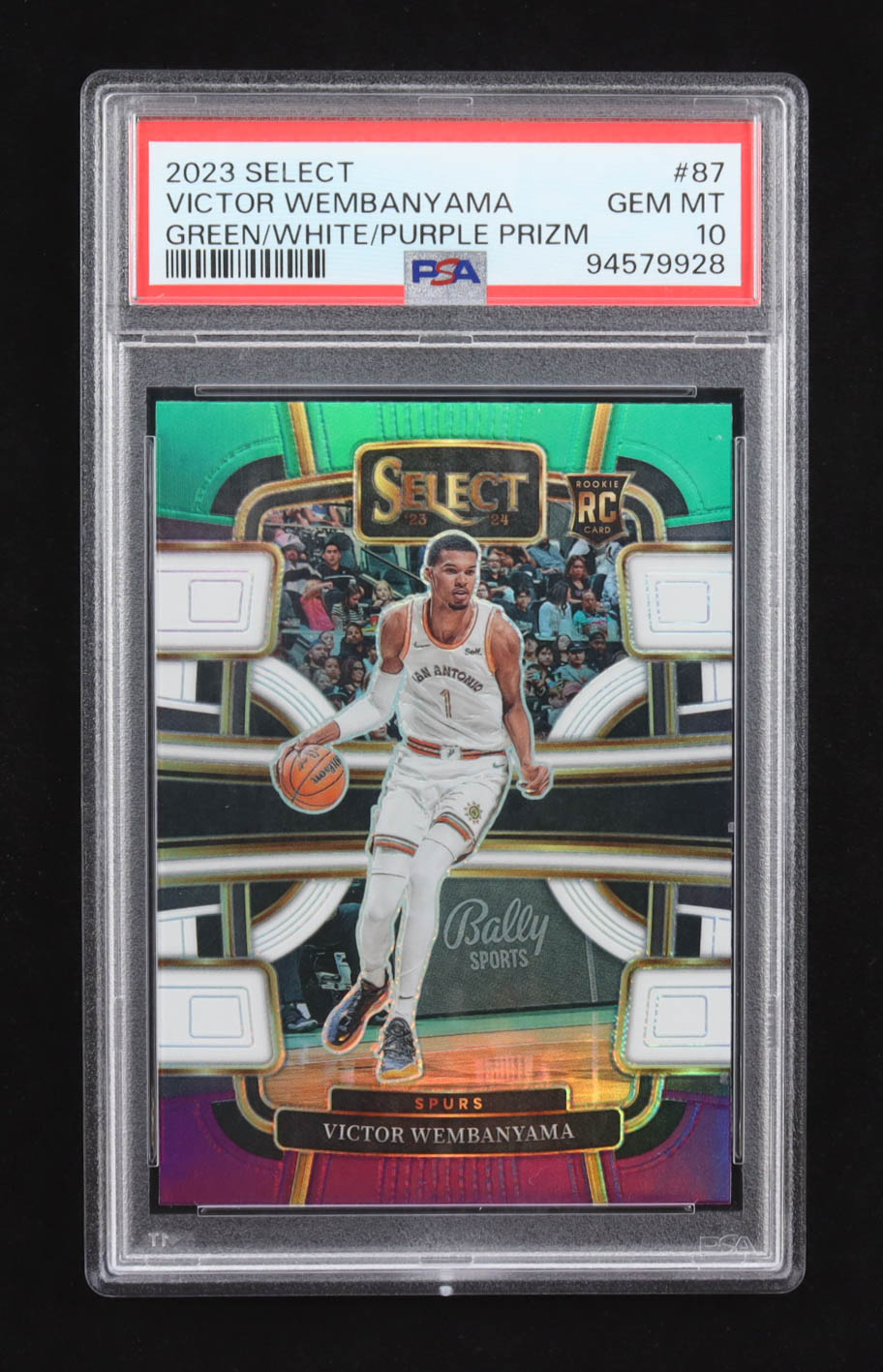 Victor Wembanyama 2023-24 Select Prizms Green White Purple #121 RC (PSA 10) at PristineAuction.com Victor Wembanyama 2023-24 Select Prizms Green White Purple #121 RC (PSA 10) at PristineAuction.com