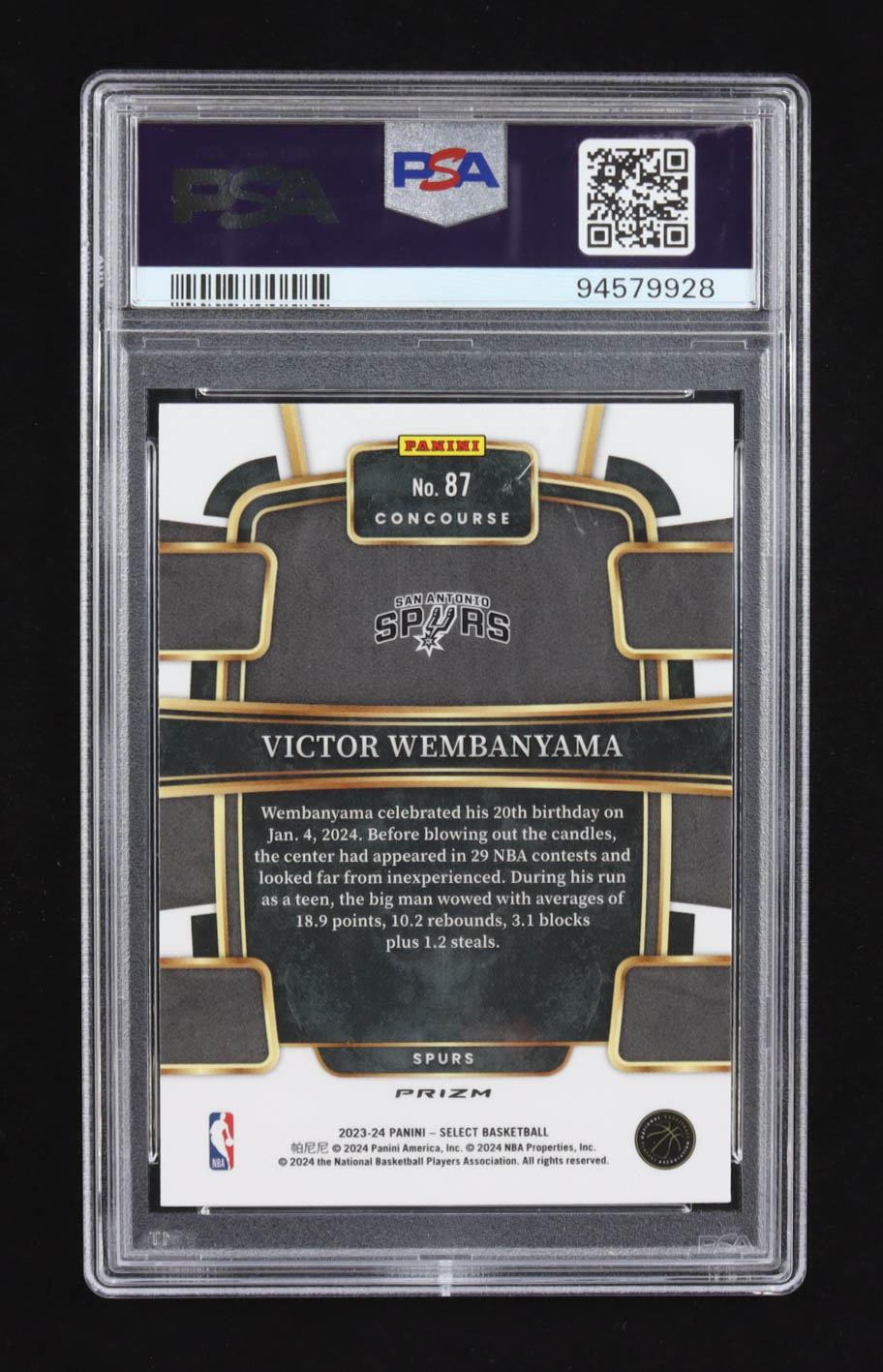 Victor Wembanyama 2023-24 Select Prizms Green White Purple #121 RC (PSA 10) at PristineAuction.com Victor Wembanyama 2023-24 Select Prizms Green White Purple #121 RC (PSA 10) at PristineAuction.com