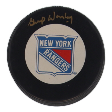 Gump Worsley Signed Rangers Logo Hockey Puck (Beckett) at PristineAuction.com Gump Worsley Signed Rangers Logo Hockey Puck (Beckett) at PristineAuction.com