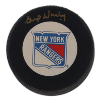 Gump Worsley Signed Rangers Logo Hockey Puck (Beckett) at PristineAuction.com