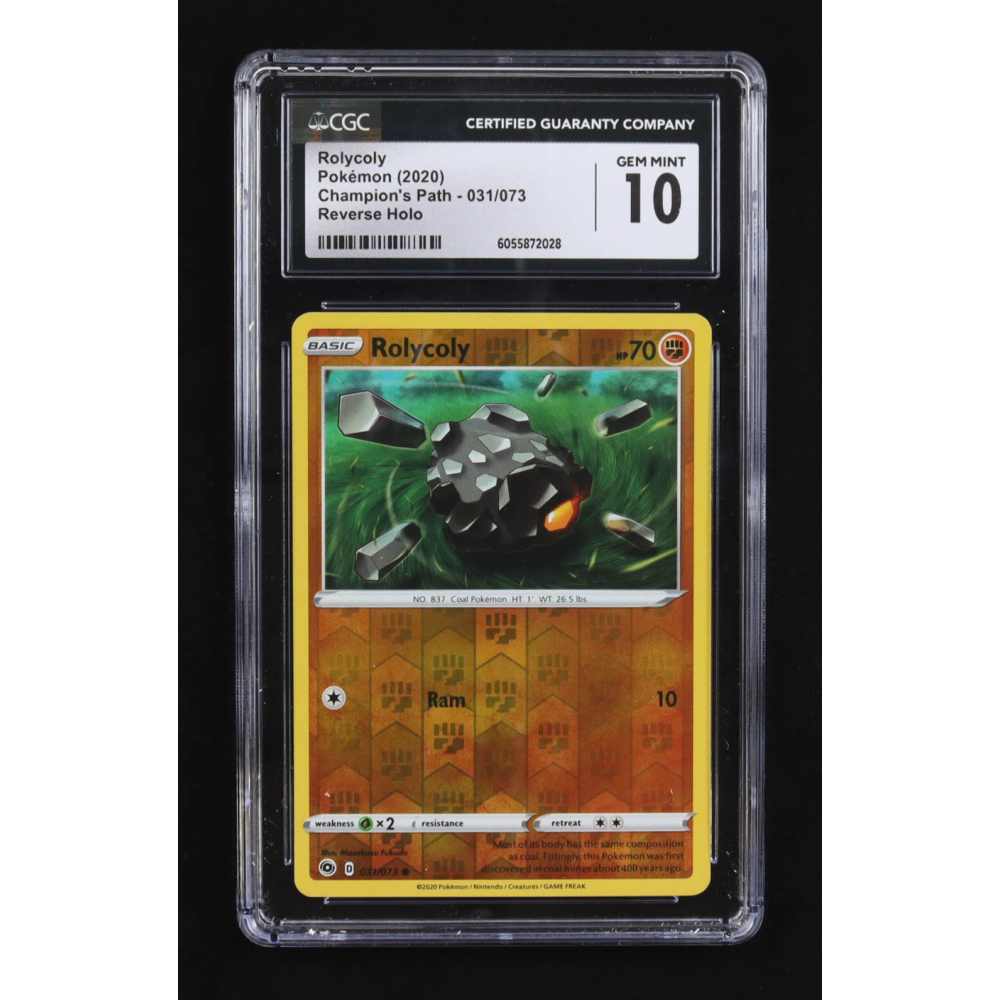 Rolycoly 2020 Pokemon TCG Sword & Shield Champion's Path #031 REVERSE HOLO (CGC 10) at PristineAuction.com