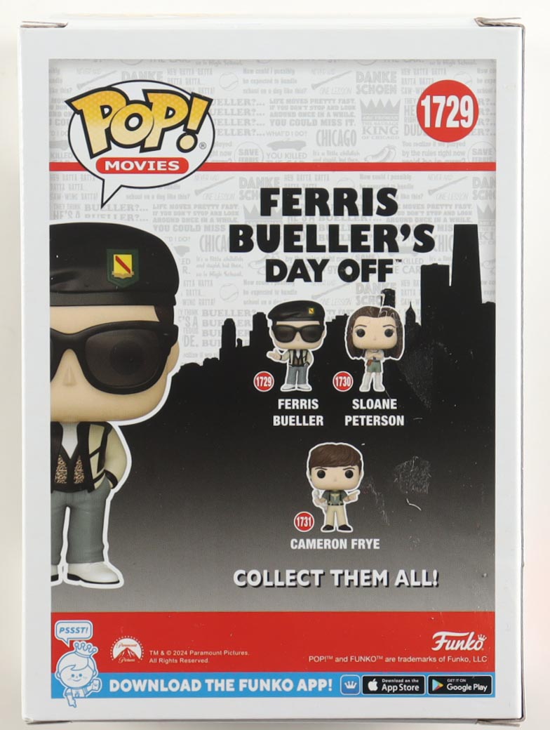 Matthew Broderick Signed "Ferris Bueller's Day Off" #1729 Ferris Bueller Funko Pop! Vinyl Figure (Beckett) at PristineAuction.com Matthew Broderick Signed "Ferris Bueller's Day Off" #1729 Ferris Bueller Funko Pop! Vinyl Figure (Beckett) at PristineAuction.com
