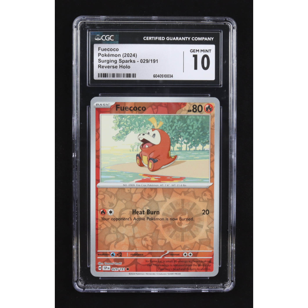 Fuecoco 2024 Pokemon TCG Scarlet & Violet Surging Sparks #029 Reverse Holo (CGC 10) at PristineAuction.com