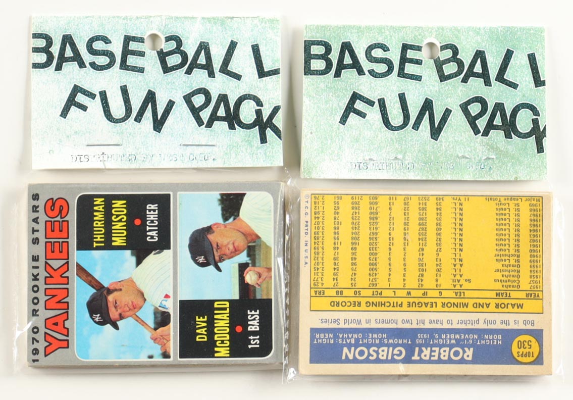 1970 Topps Baseball Cello Fun Pack Vending Box with (20) Packs at PristineAuction.com 1970 Topps Baseball Cello Fun Pack Vending Box with (20) Packs at PristineAuction.com