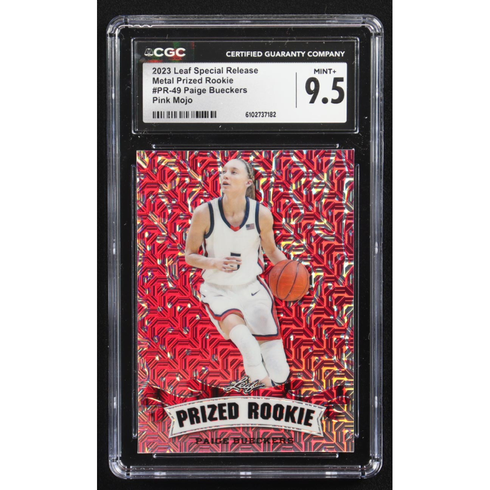 Paige Bueckers 2023 Leaf Special Release Metal Prized Rookie Pink Mojo #PR-49 RC #10/10 (CGC 9.5) at PristineAuction.com