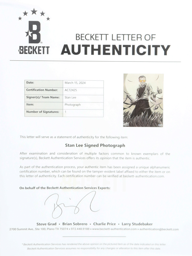 Stan Lee Signed Custom Framed Art Display (Beckett) at PristineAuction.com Stan Lee Signed Custom Framed Art Display (Beckett) at PristineAuction.com