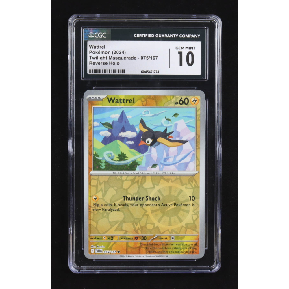 Wattrel 2024 Pokemon TCG Scarlet & Violet Twilight Masquerade #075 REVERSE HOLO (CGC 10) at PristineAuction.com