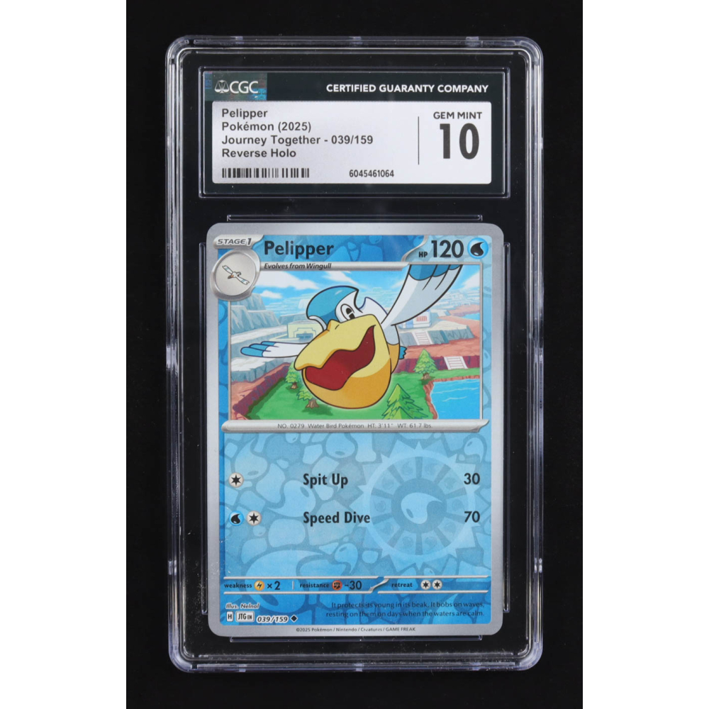 Pelipper 2025 Pokemon TCG Scarlet & Violet Journey Together #039 REVERSE HOLO (CGC 10) at PristineAuction.com