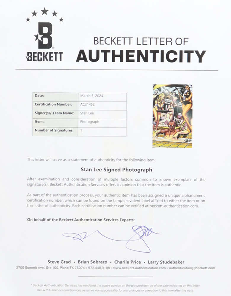 Stan Lee Signed Custom Framed Art Display (Beckett) at PristineAuction.com Stan Lee Signed Custom Framed Art Display (Beckett) at PristineAuction.com