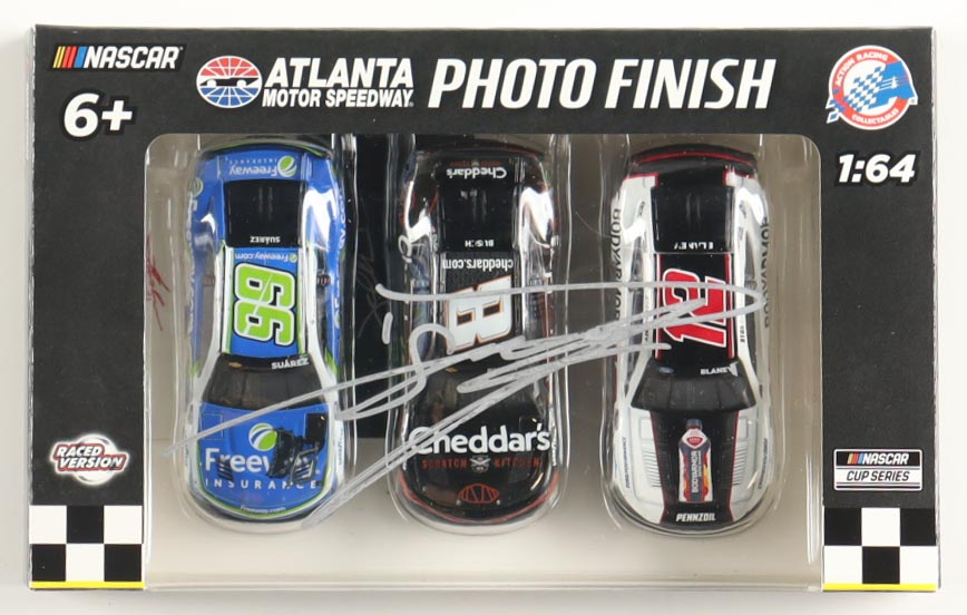 Daniel Suarez Signed Atlanta Motor Speedway Photo Finish (3) Car 1:64 Scale Set at PristineAuction.com Daniel Suarez Signed Atlanta Motor Speedway Photo Finish (3) Car 1:64 Scale Set at PristineAuction.com