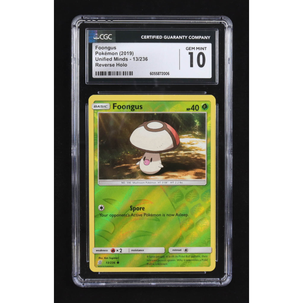 Foongus 2019 Pokemon Sun and Moon Unified Minds Reverse Foil #13 (CGC 10) at PristineAuction.com
