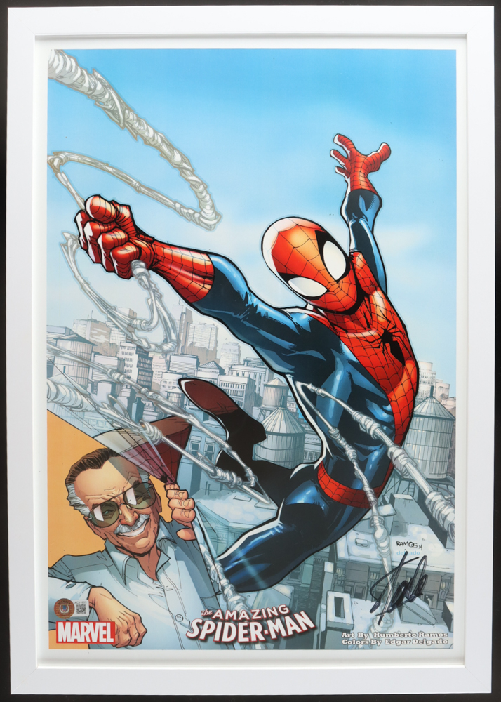 Stan Lee Signed "Spider-Man" Custom Framed Art Display (Beckett) at PristineAuction.com Stan Lee Signed "Spider-Man" Custom Framed Art Display (Beckett) at PristineAuction.com
