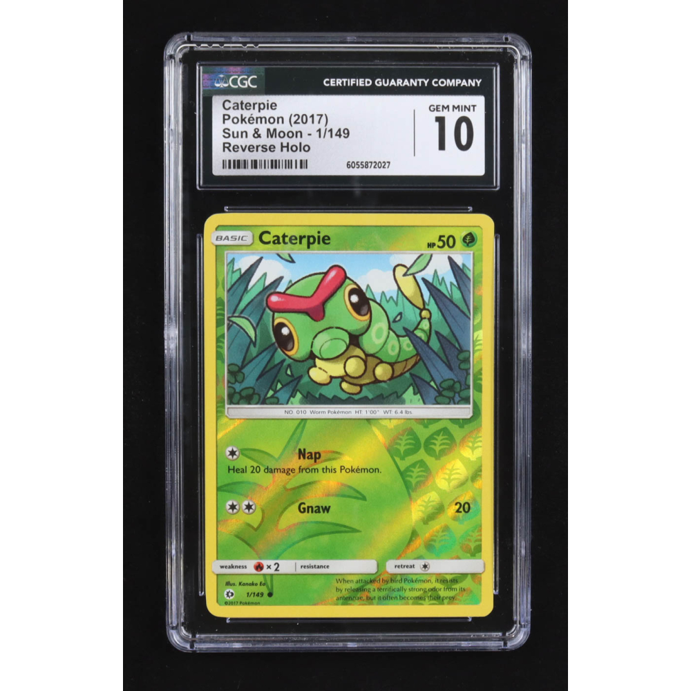 Caterpie 2017 Pokemon Sun and Moon Burning Shadows Reverse Foil #1 (CGC 10) at PristineAuction.com