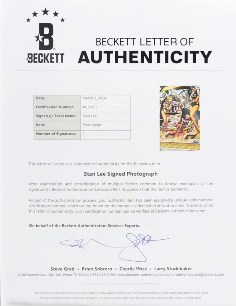 Stan Lee Signed Custom Framed Art Display (Beckett) at PristineAuction.com Stan Lee Signed Custom Framed Art Display (Beckett) at PristineAuction.com