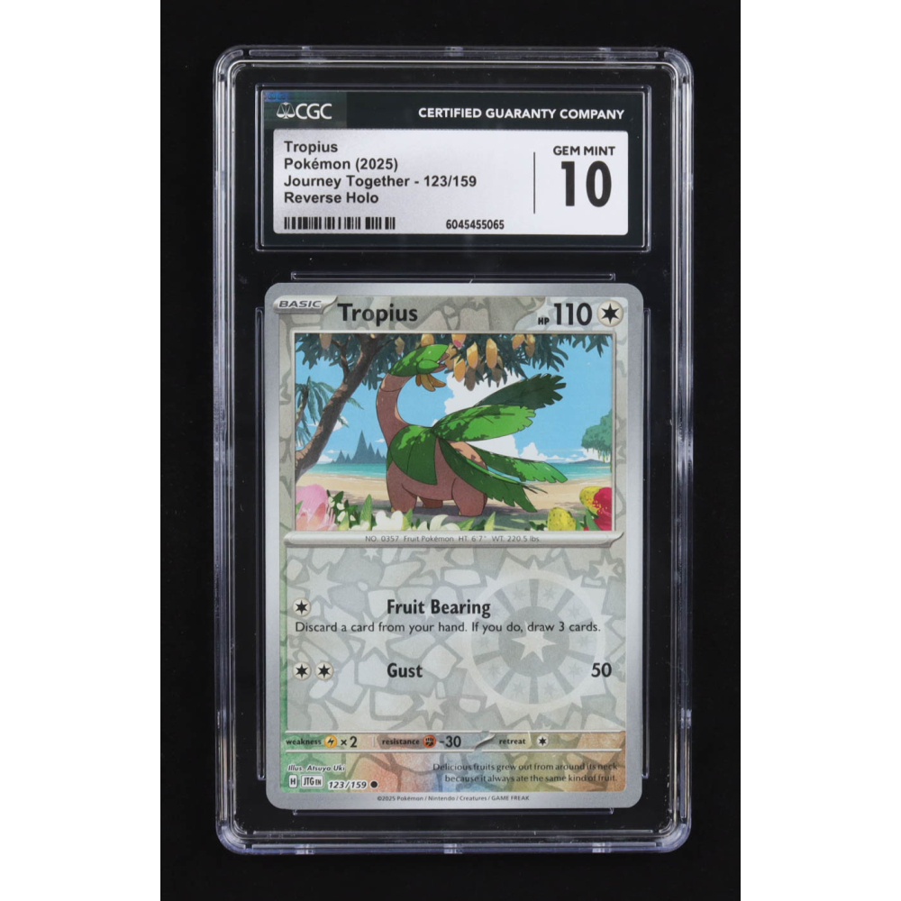 Tropius 2025 Pokemon TCG Scarlet & Violet Journey Together #123 REVERSE HOLO (CGC 10) at PristineAuction.com