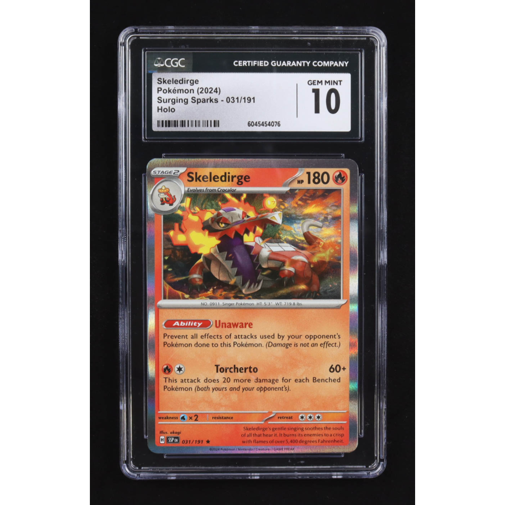 Skeledirge 2024 Pokemon TCG Scarlet & Violet Surging Sparks #031 HOLO (CGC 10) at PristineAuction.com