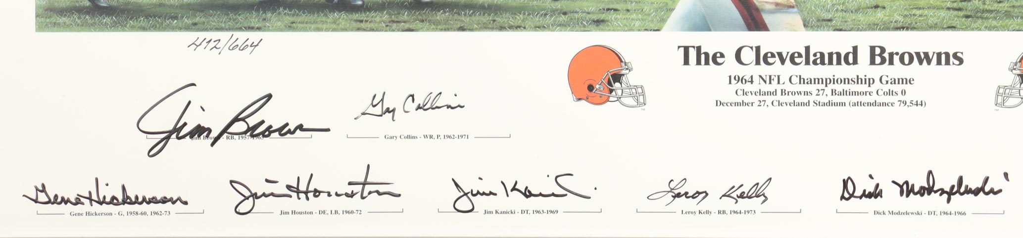 1964 Cleveland Browns Custom Framed Photo Display Signed by (13) with Jim Brown, Gene Hickerson, Leroy Kelly, Lou Groza (Beckett) at PristineAuction.com 1964 Cleveland Browns Custom Framed Photo Display Signed by (13) with Jim Brown, Gene Hickerson, Leroy Kelly, Lou Groza (Beckett) at PristineAuction.com