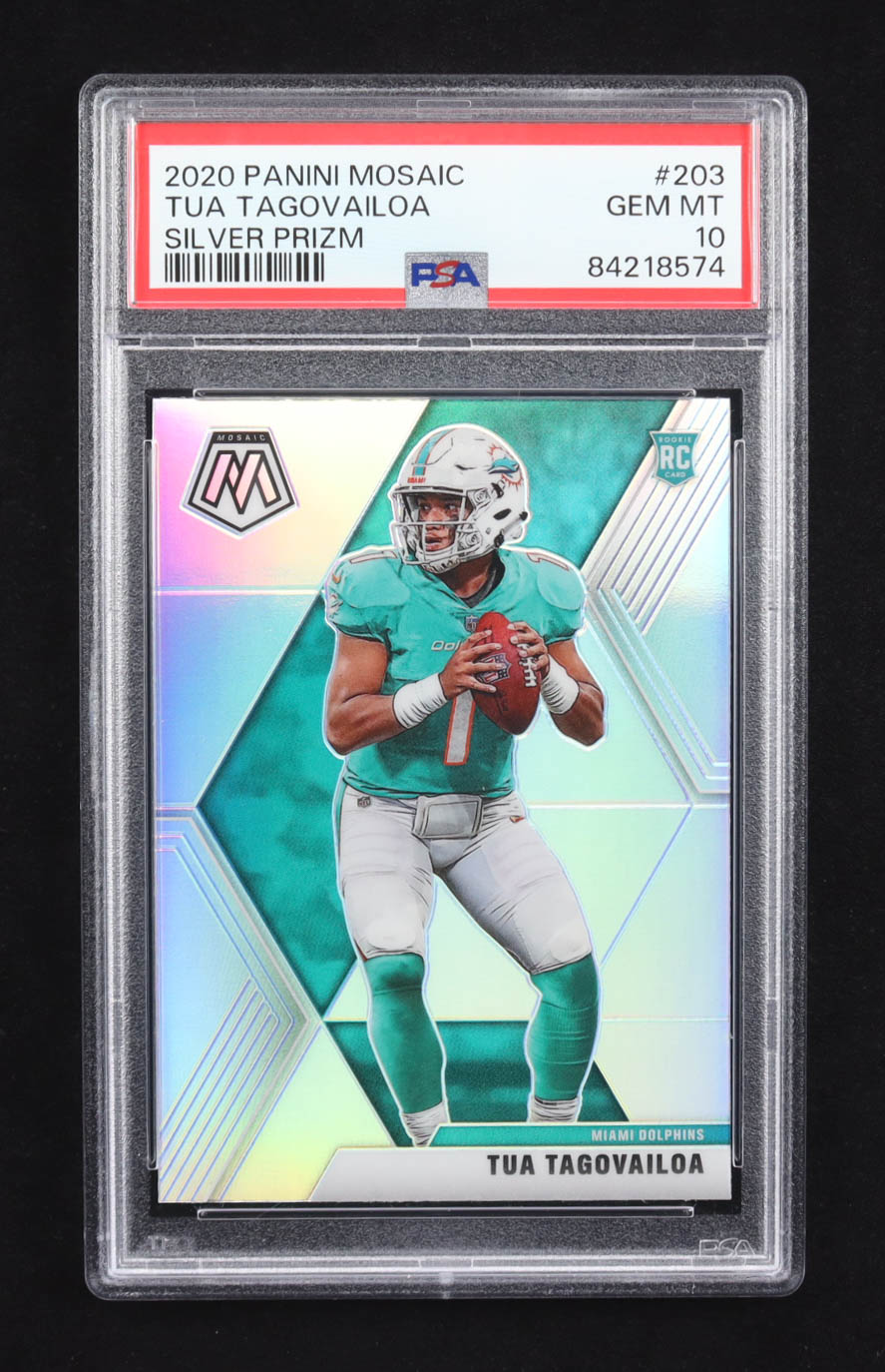 Tua Tagovailoa 2020 Panini Mosaic Silver #203 RC (PSA 10) at PristineAuction.com Tua Tagovailoa 2020 Panini Mosaic Silver #203 RC (PSA 10) at PristineAuction.com