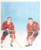 Bobby Hull & Stan Mikitia Signed Blackhawks LE Custom Lithograph #/1983 (Beckett) at PristineAuction.com