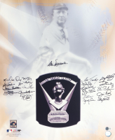 Cy Young Award Winners Custom Lithograph Signed by Roy Halladay, Denny McLain, Fergie Jenkins, Mark Davis (Beckett) at PristineAuction.com