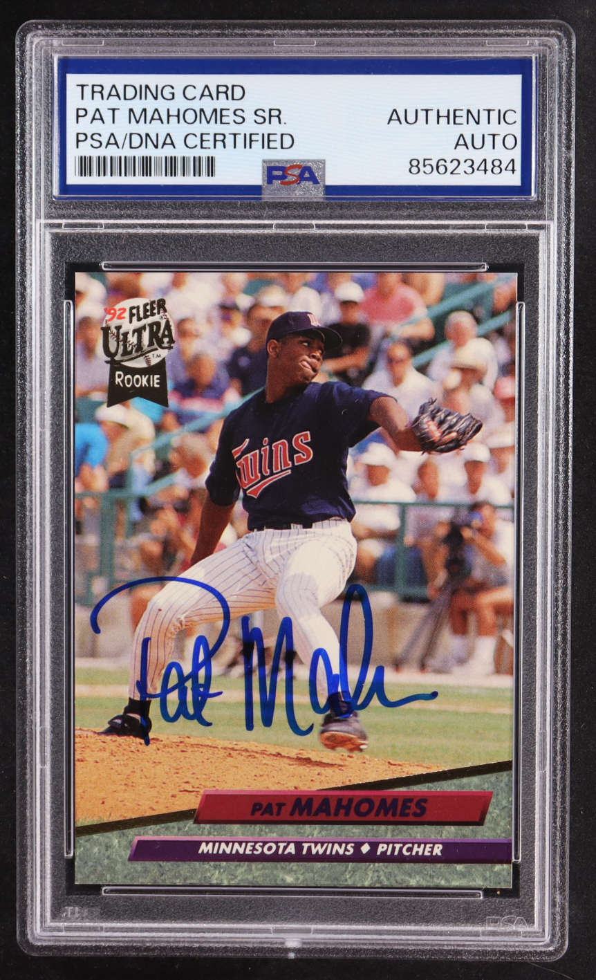 Pat Mahomes Sr. Signed 1992 Fleer Ultra #398 RC (PSA) at PristineAuction.com Pat Mahomes Sr. Signed 1992 Fleer Ultra #398 RC (PSA) at PristineAuction.com