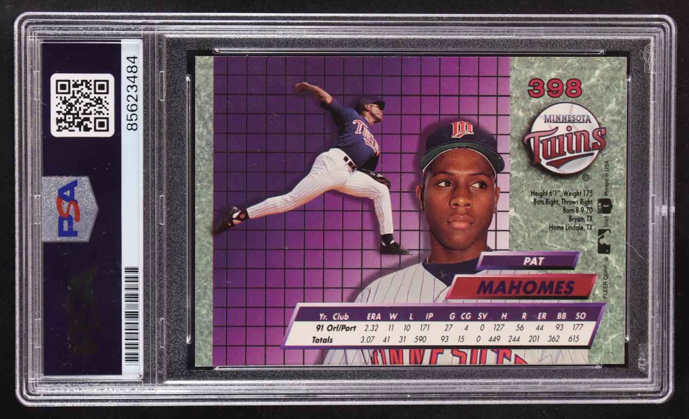Pat Mahomes Sr. Signed 1992 Fleer Ultra #398 RC (PSA) at PristineAuction.com Pat Mahomes Sr. Signed 1992 Fleer Ultra #398 RC (PSA) at PristineAuction.com