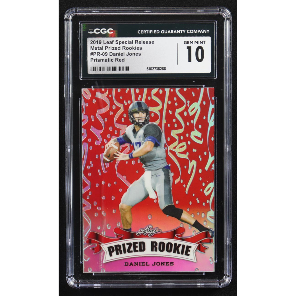 Daniel Jones 2019 Leaf Special Release Metal Prized Rookies Prismatic Red #PR-09 RC #1/2 (CGC 10) at PristineAuction.com