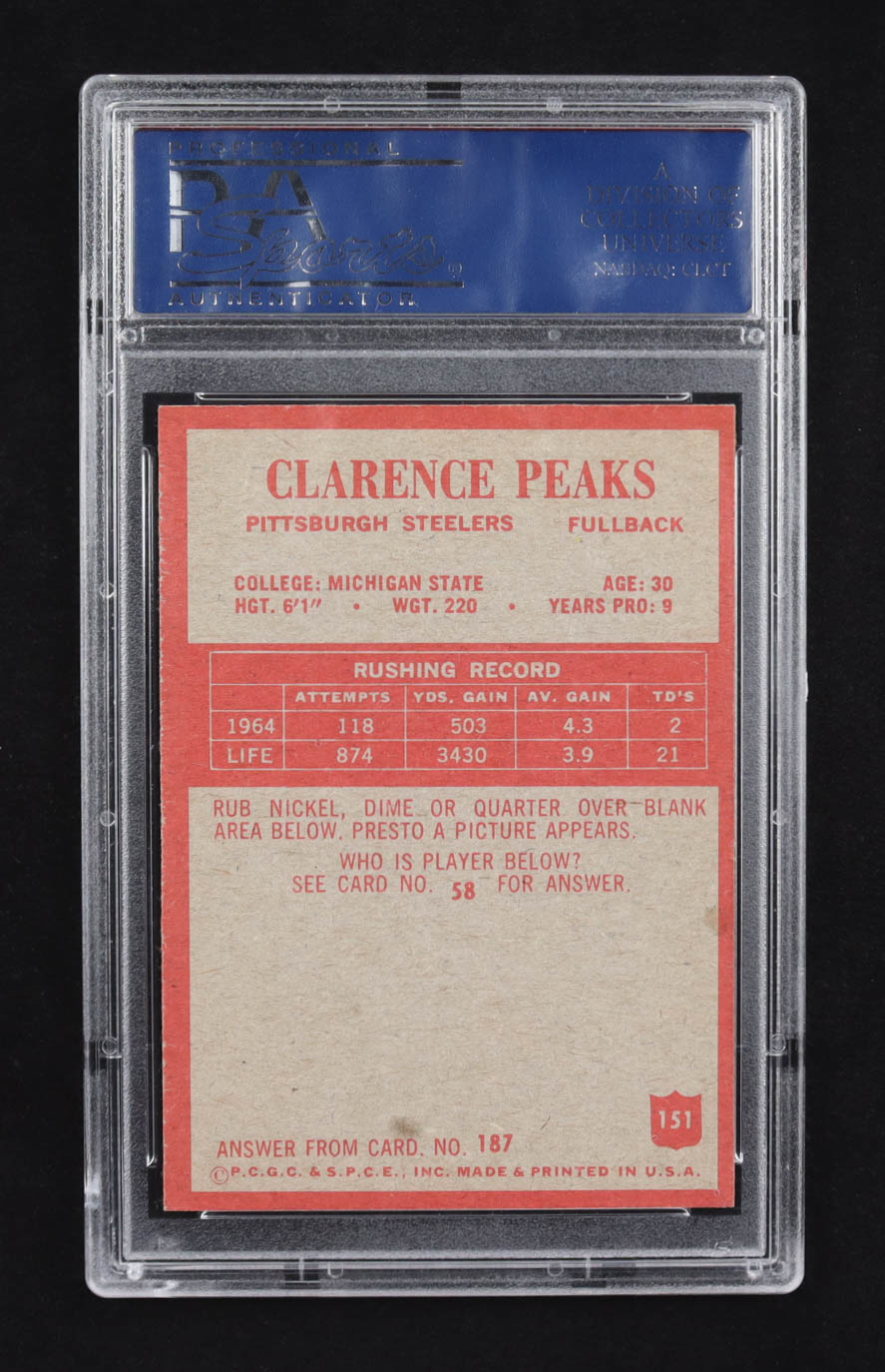 Clarence Peaks 1965 Philadelphia #151 (PSA 8) at PristineAuction.com Clarence Peaks 1965 Philadelphia #151 (PSA 8) at PristineAuction.com