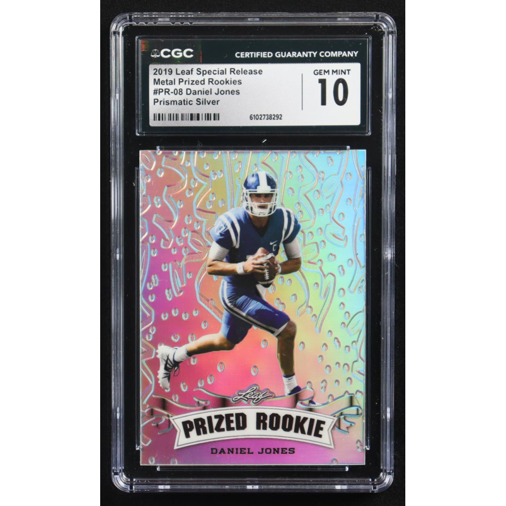 Daniel Jones 2019 Leaf Special Release Metal Prized Rookies Prismatic Silver #PR-08 RC #15/25 (CGC 10) at PristineAuction.com