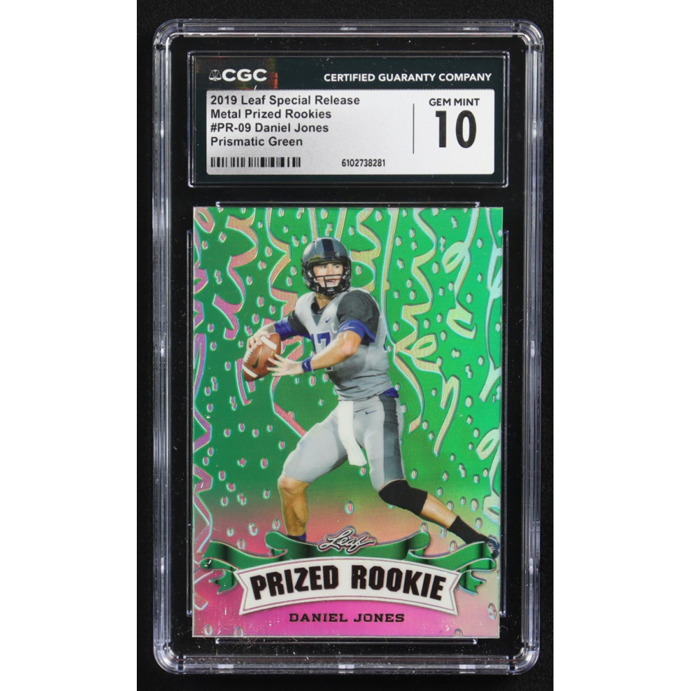 Daniel Jones 2019 Leaf Special Release Metal Prized Rookies Prismatic Green #PR-09 RC #4/5 (CGC 10) at PristineAuction.com