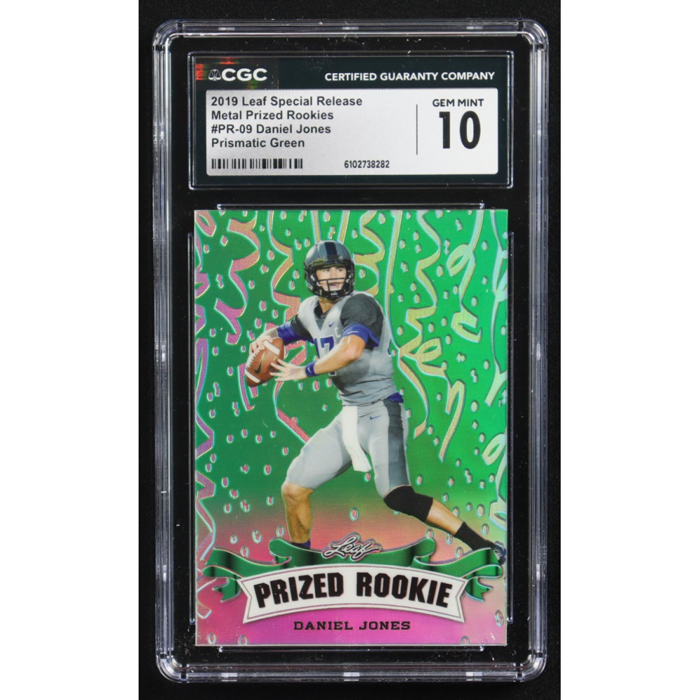 Daniel Jones 2019 Leaf Special Release Metal Prized Rookies Prismatic Green #PR-09 RC #3/5 (CGC 10) at PristineAuction.com