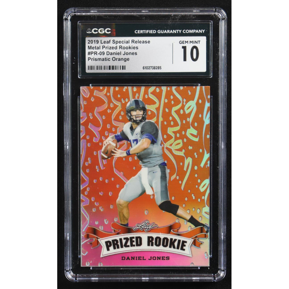 Daniel Jones 2019 Leaf Special Release Metal Prized Rookies Prismatic Orange #PR-09 RC #3/3 (CGC 10) at PristineAuction.com