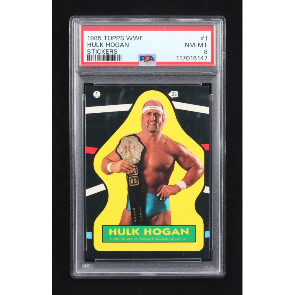 Hulk Hogan 1985 Topps WWF Stickers #1 (PSA 8) at PristineAuction.com