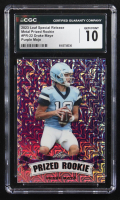 Drake Maye 2023 Leaf Special Release Metal Prized Rookie Purple Mojo #PR-22 RC #3/15 (CGC 10) at PristineAuction.com