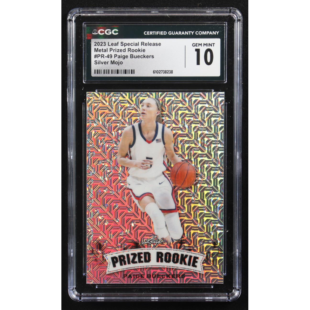 Paige Bueckers 2023 Leaf Special Release Metal Prized Rookie Silver Mojo #PR-49 RC #24/25 (CGC 10) at PristineAuction.com