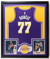 Luka Doncic Signed Custom Framed Authentic Jersey Display with Photos (PSA) at PristineAuction.com